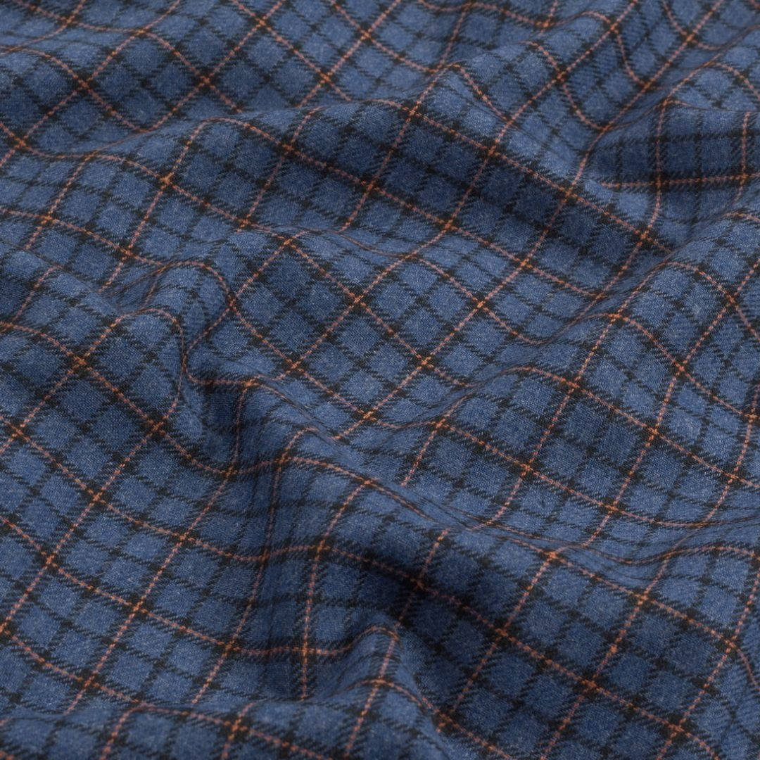 

Лоскут костюмной хлопковой клетки ,цвет синий