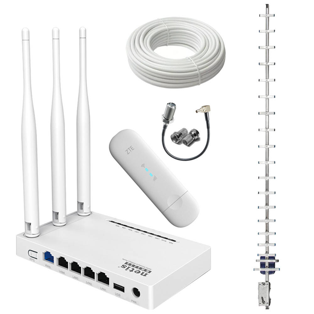 

4G интернет комплект в село (ZTE MF79U+Netis MW5230+антенна стрела 21 дБи)