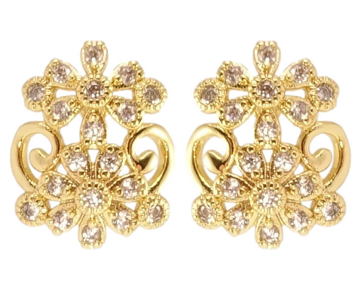 

Серьги Xuping JEAN GOUJON Позолота 14K гвоздики (пусеты) "Цветочный орнамент с цирконием"