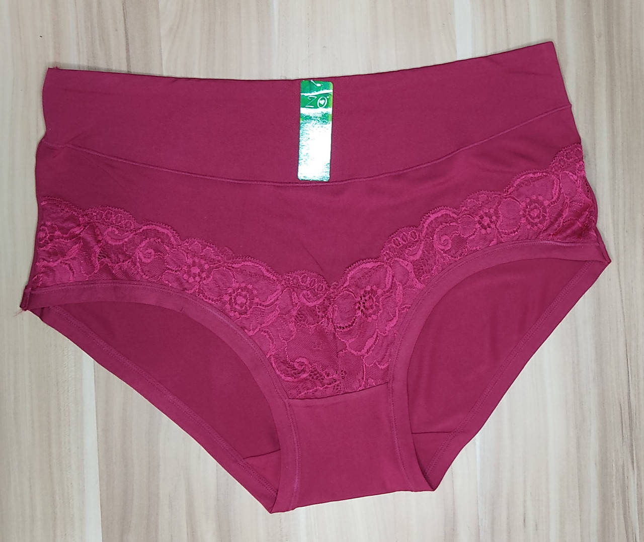 

Трусы женские. Бамбук с кружевной вставкой."Plus size with lace trim on the belly" Упаковка 6 шт. Один размер. 8XL- 40 см полуобхват по резинке, Марсала, Разные цвета