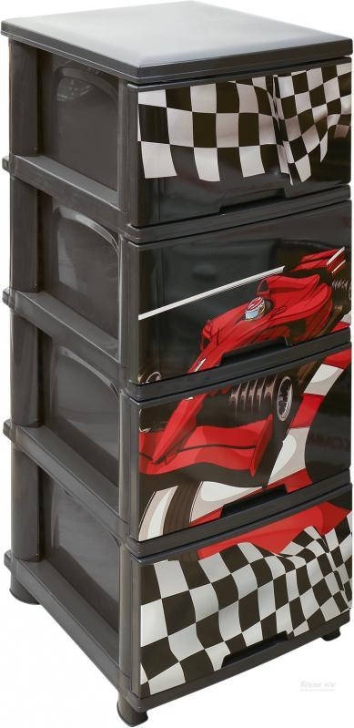 

Комод с рисунком Ралли тёмно-серый 4 ящика "Алеана" + Видео