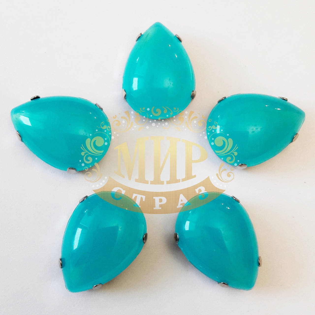 

Кабошоны в цапах, Капля, Размер 13x18, Цвет Aquamarine, 1шт