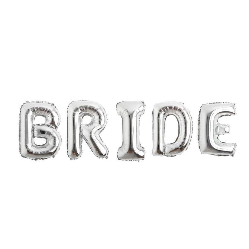 

Фольгированные буквы КНР (80 см) "Bride", серебро, Серебристый