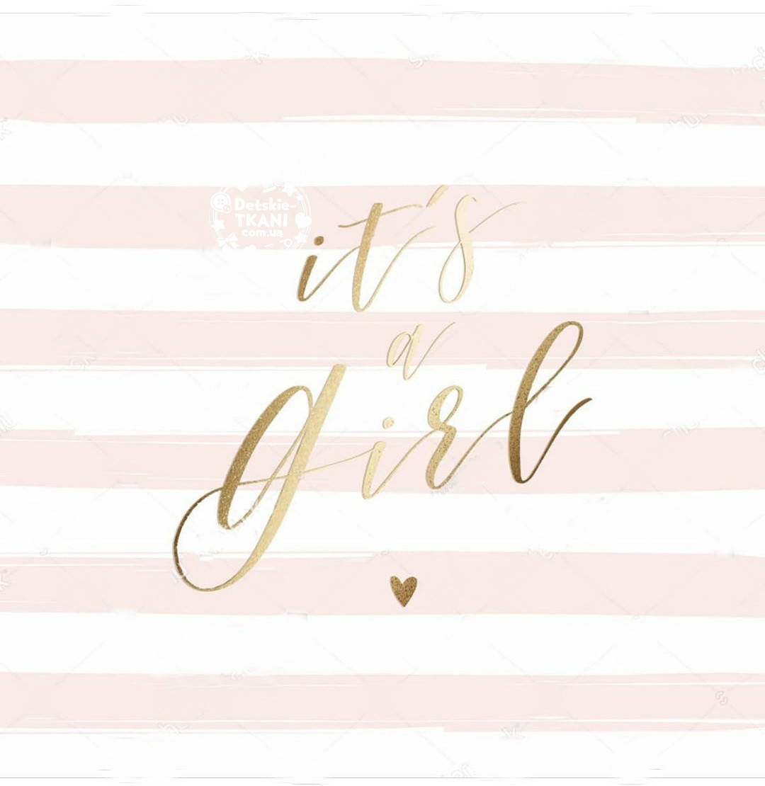

Панелька из сатина размером 33*33 см "Ít's a girl" на розовых полосках