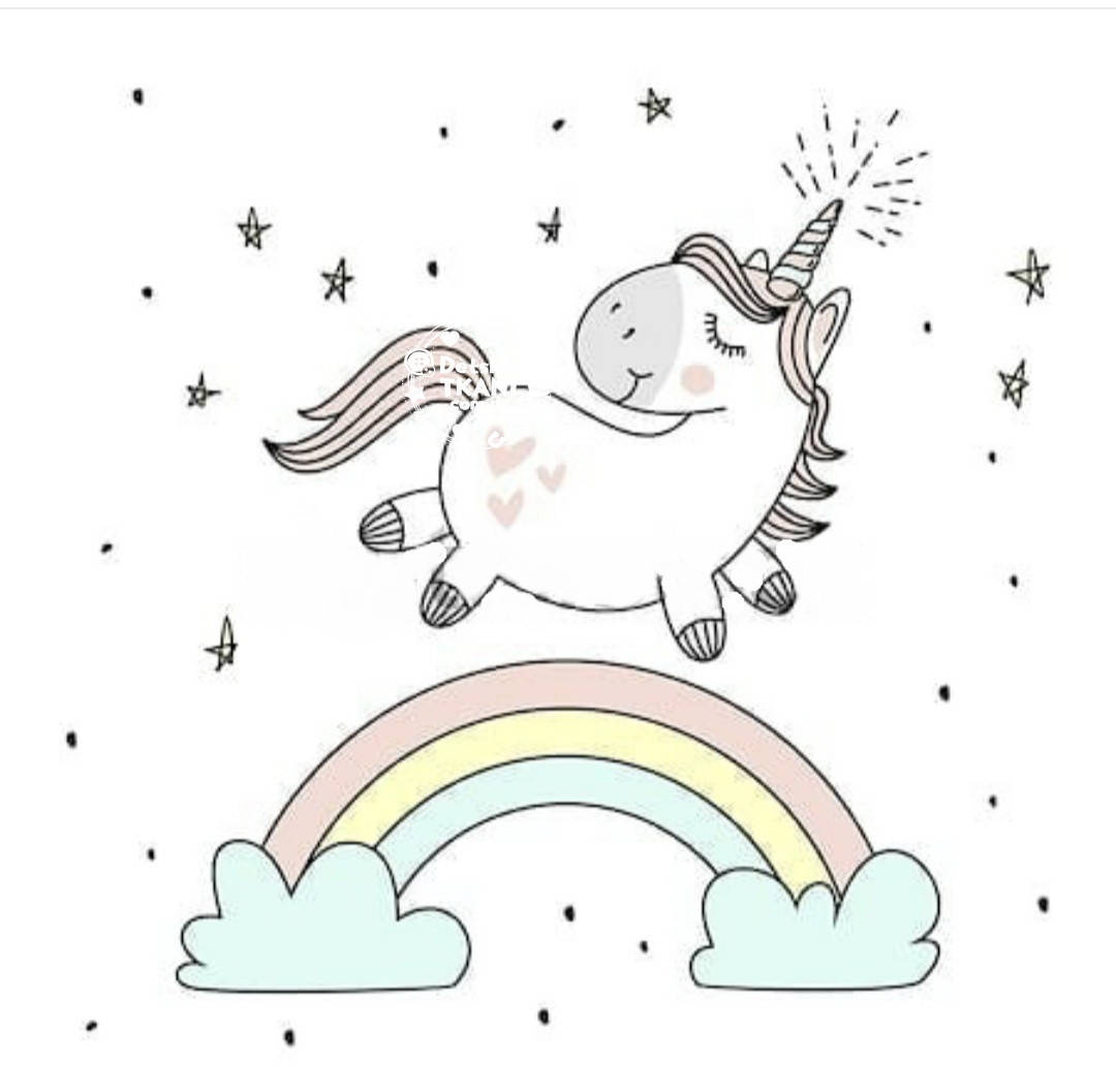 

Панелька из сатина для подушки размером 40*40 см "Единорог на радуге с облаками"