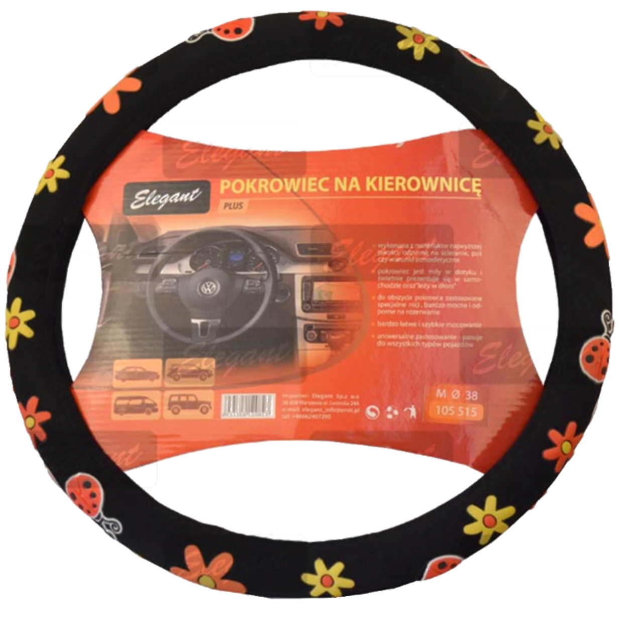 

Чехол на руль Кож.зам M (37-38см) черный Elegant 105515 божья коровка