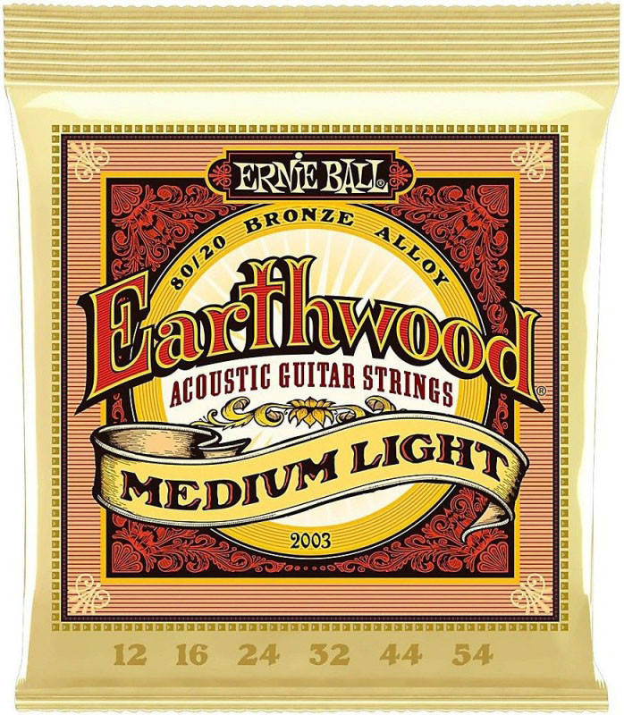 

Струны для акустической гитары 6 шт Ernie Ball 2003 Earthwood Acoustic 80/20 Bronze Medium Light 12/54