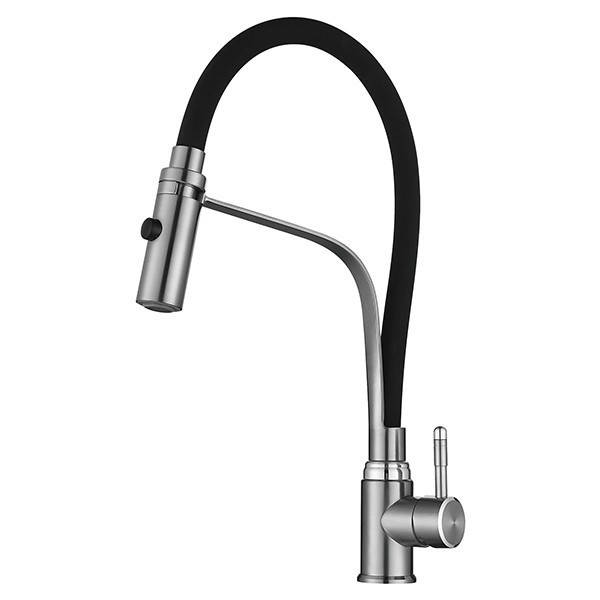 

Смеситель для кухни с гибким изливом Lambert Pull-Out LR3046 чёрный, Сталь