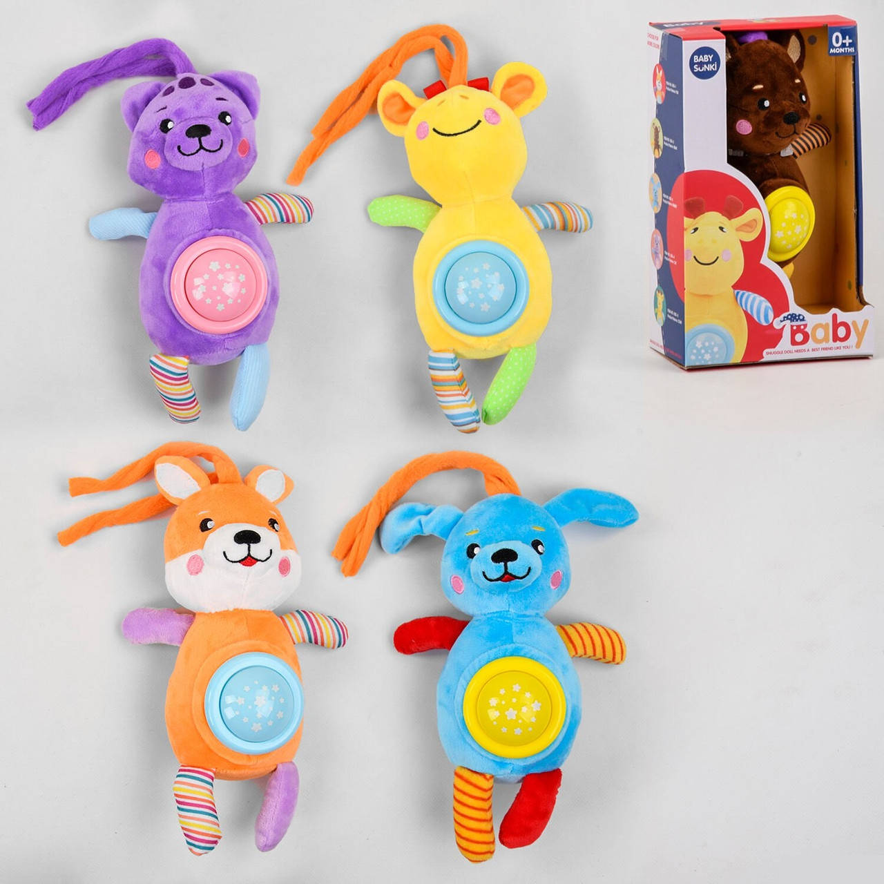 

Ночник игрушка мягкая 830-1 /2/3/4/5, свет, звук, на батарейках