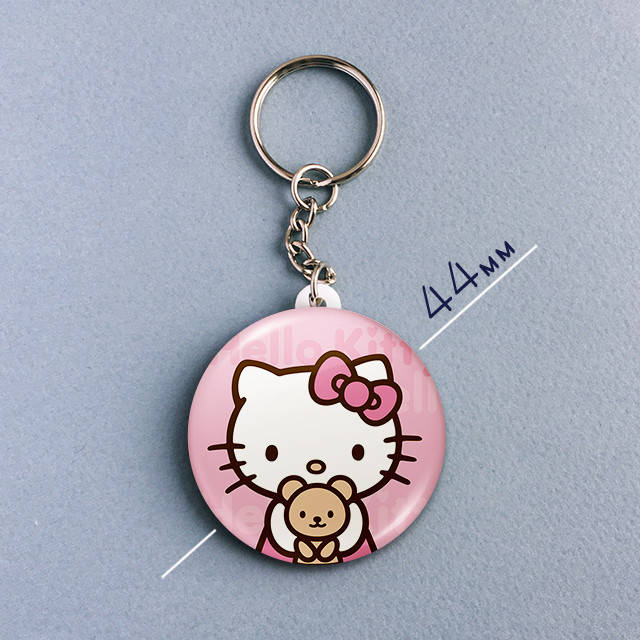 

"Кошка Хэллоу Китти / Hello Kitty" брелок круглый Ø44 мм, Разные цвета
