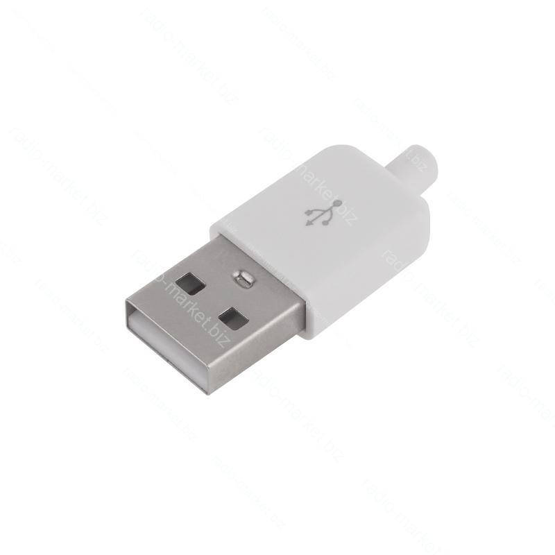 

Штекер USB A на кабель (белый)