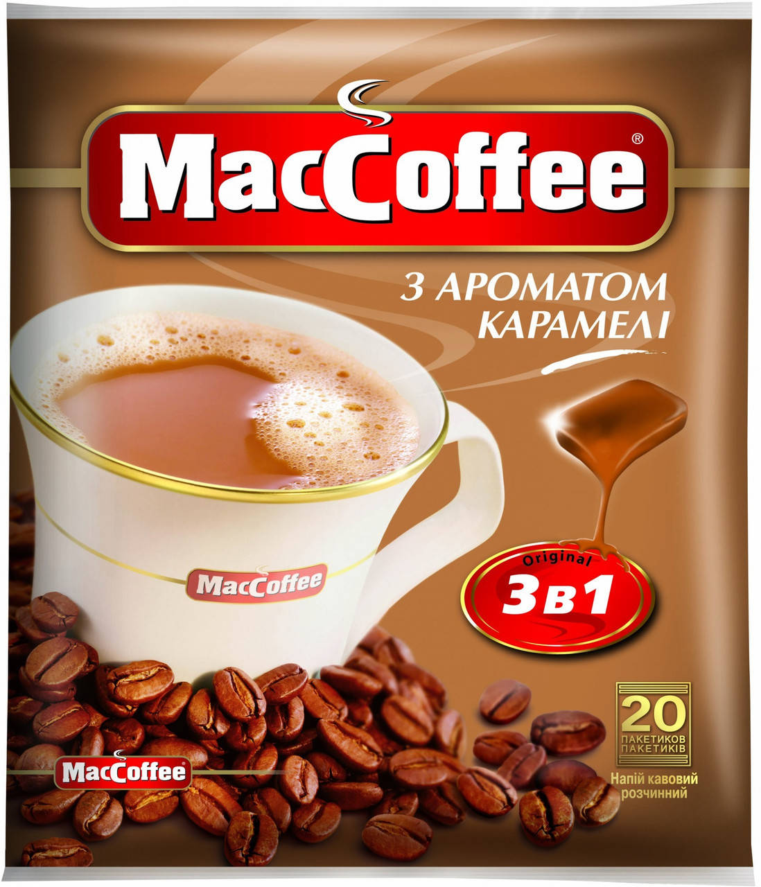 

МакКофе 3 в 1 кофейный напиток Карамель 20 пакетиков