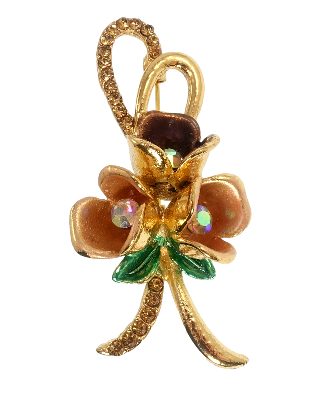 

Брошь "Букет с коричневыми стразами"