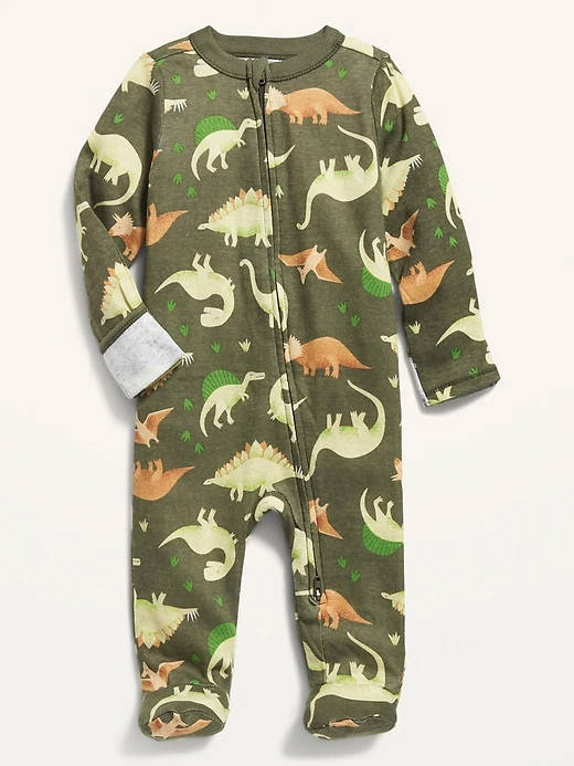 

Хлопковый комбинезончик с закрытыми ножками Old Navy зеленый с динозаврами