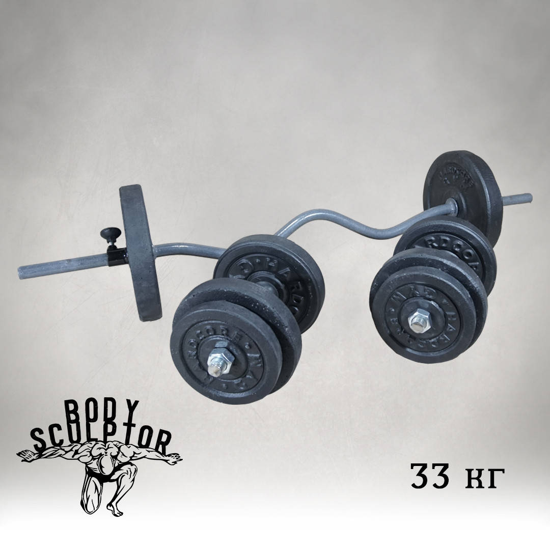 

Штанга W-подібним грифом + гантелі | 33 кг