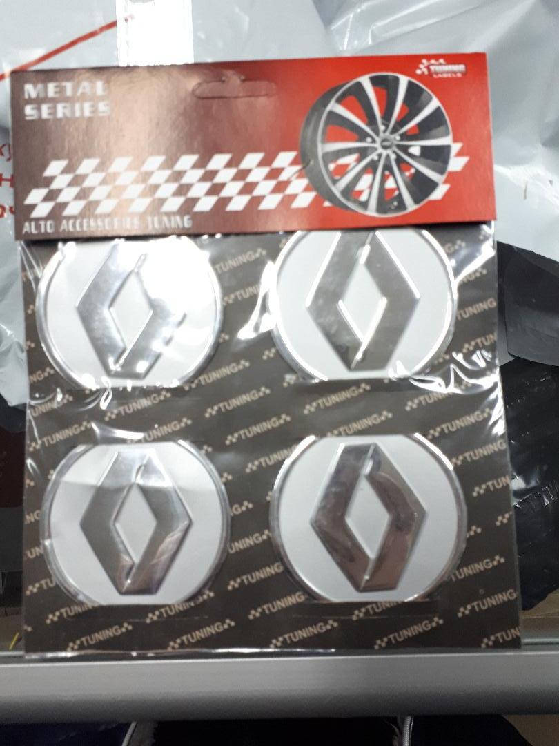 

Наклейки на колпачки, заглушки, наклейки на диски 60 мм Renault Рено хром, Черный