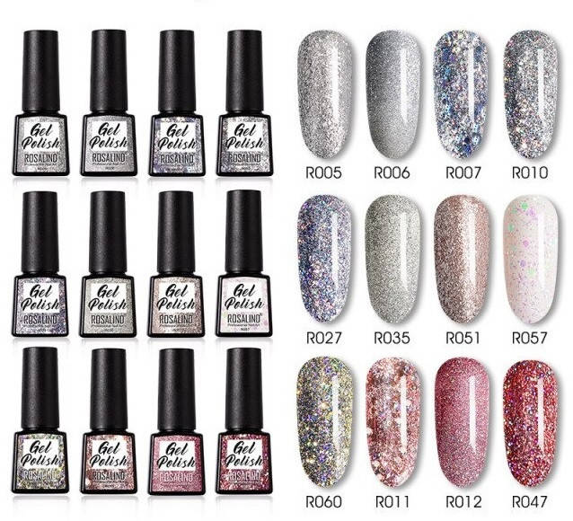 

Набор гель лаков для маникюра базовых цветных разных. Гель лаки для ногтей с глиттером (12 шт)