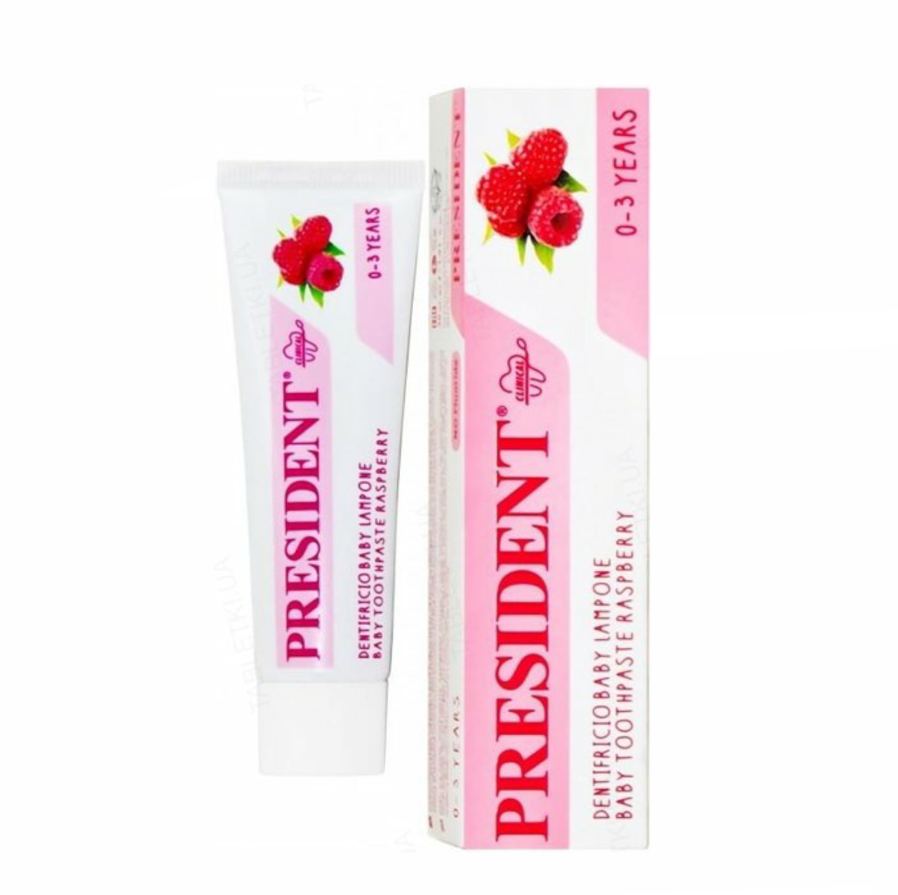 

Детская зубная паста PRESIDENT BABY RASPBERRY без фтора (от 0 до 3 лет) малина 30 мл