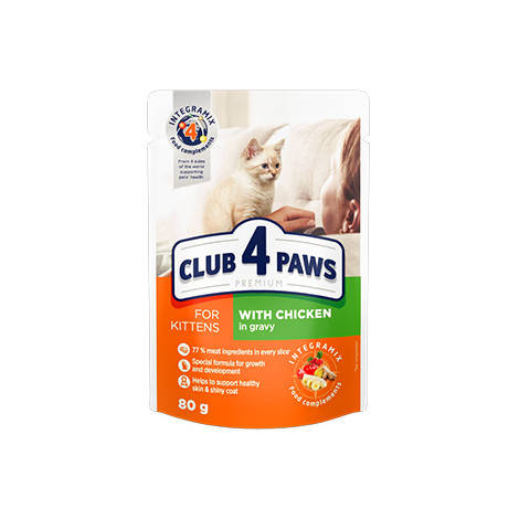 

Вологий корм Club4Paws Преміум д/кот. курка 100г