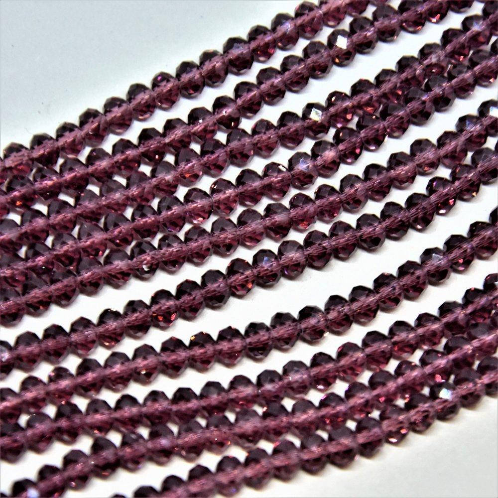 

Бусины стекло прозрачное темно сиреневый "рондель" d-6х5мм L-40см