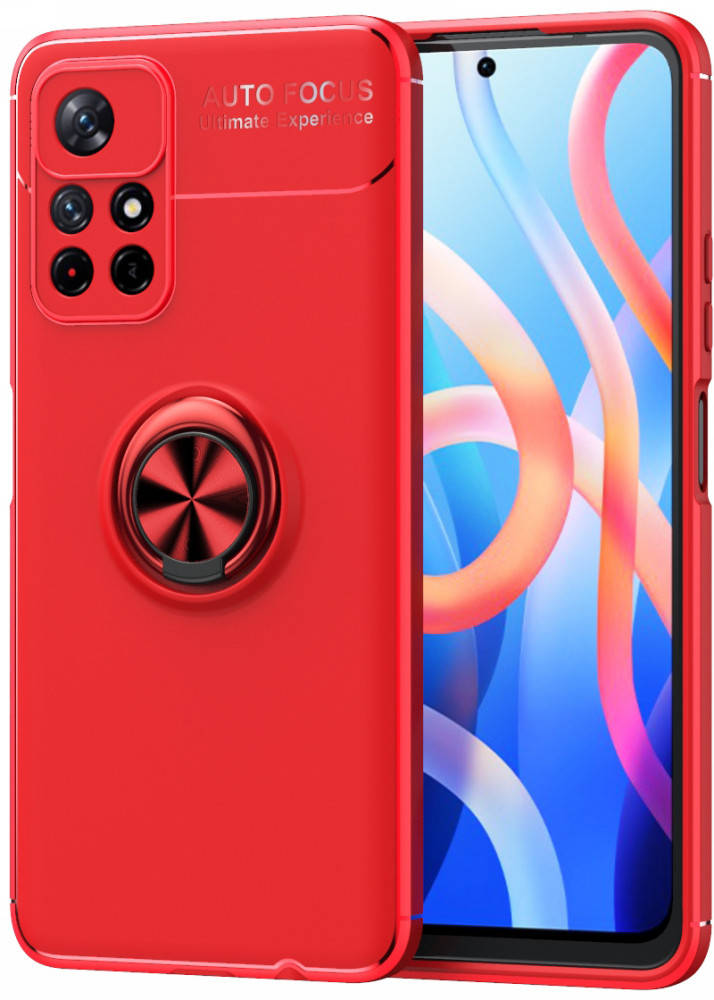

Чехол с кольцом Xiaomi Poco M4 Pro 5G Autofocus Красный