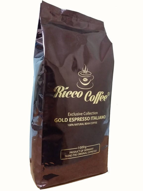 

Ricco Coffee Gold Espresso Italiano 1 кг зерно Рико кофе коричневый