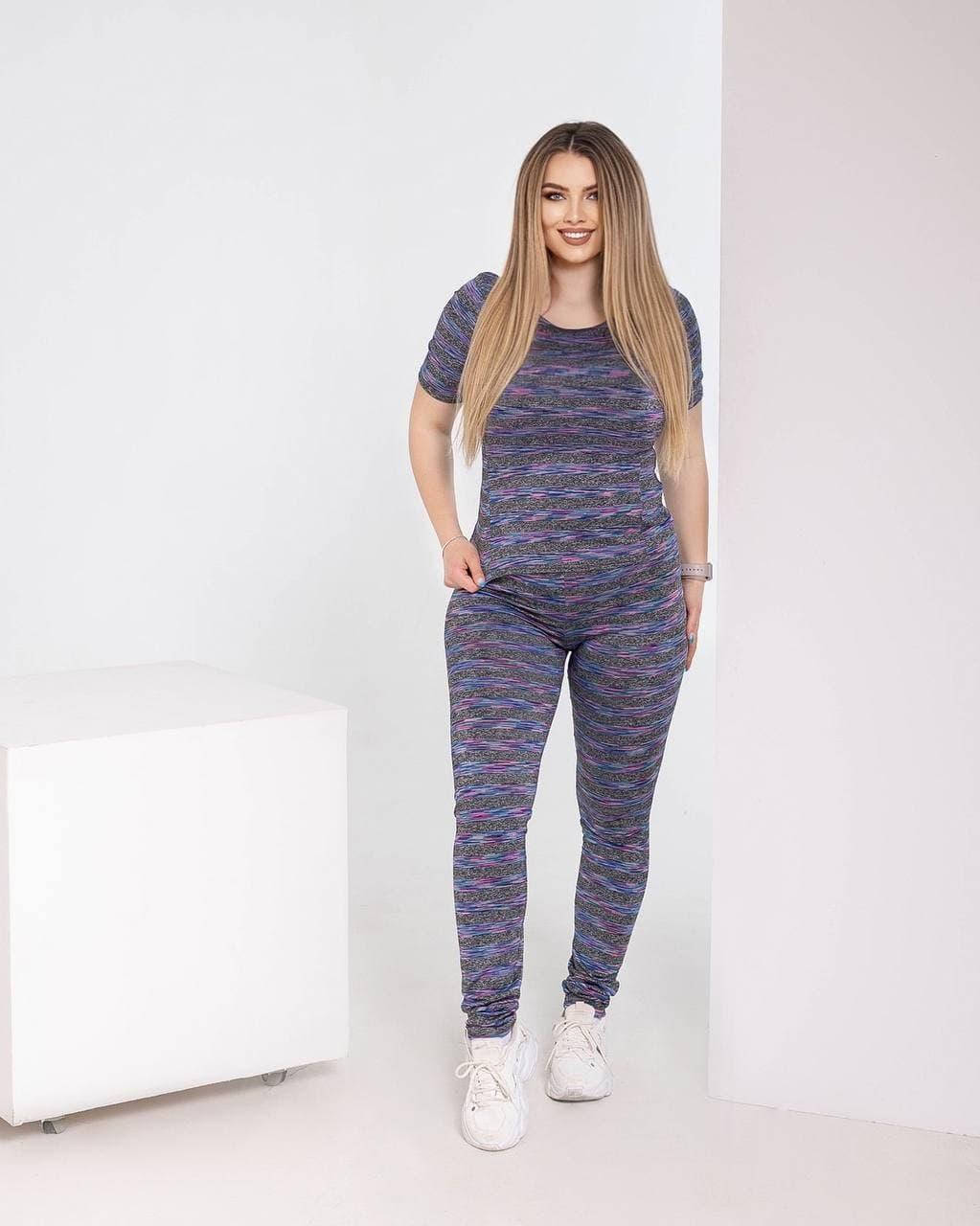 

Фитнес костюм женский двойка больших размеров Синий, 62