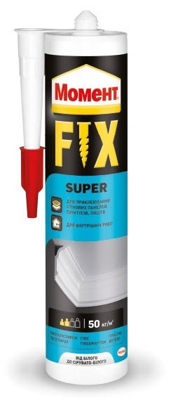 

Влагостойкий монтажный клей Момент FIX Super 400 г, Жидкие гвозди на акриловой основе