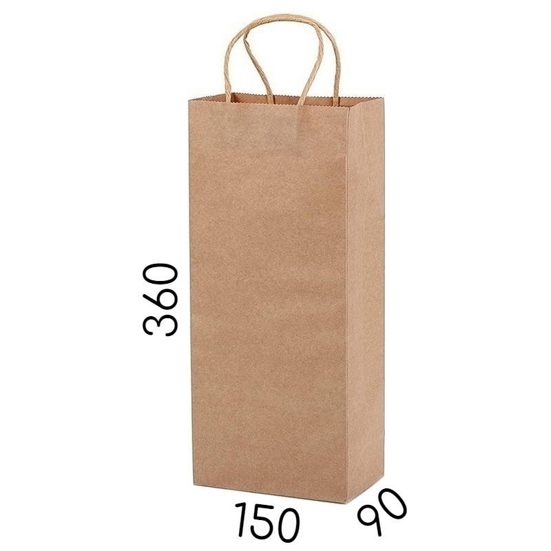 

Крафт пакет с ручками под бутылку - 150 × 90 × 360, Бурый