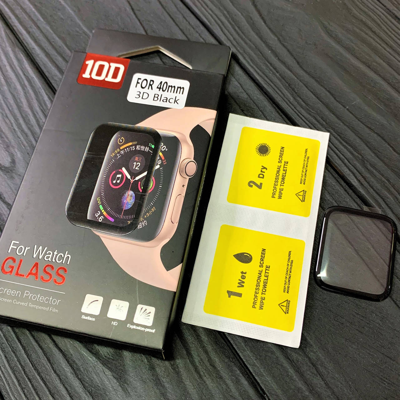 

Защитное стекло для Apple Watch 40 mm 10D чёрное, Прозрачный