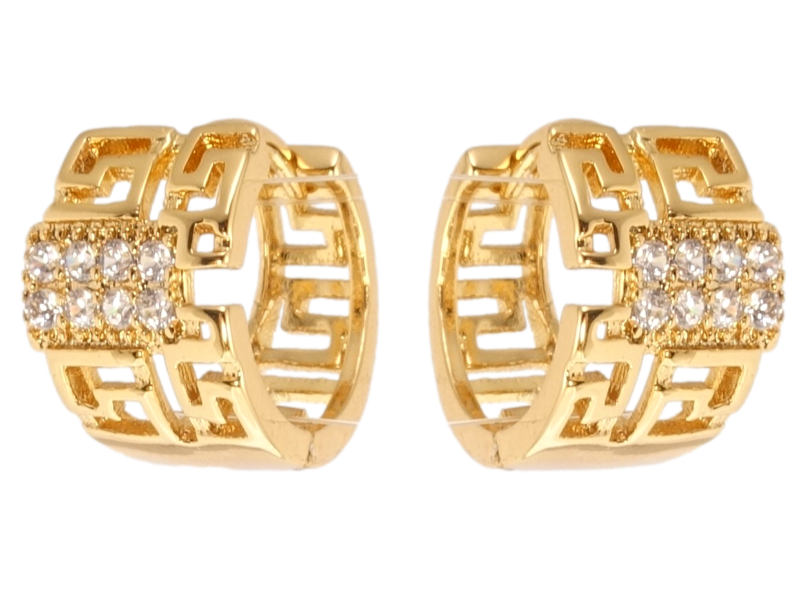

Серьги Xuping Позолота 18K колечки "Резной меандровый орнамент с цирконием"