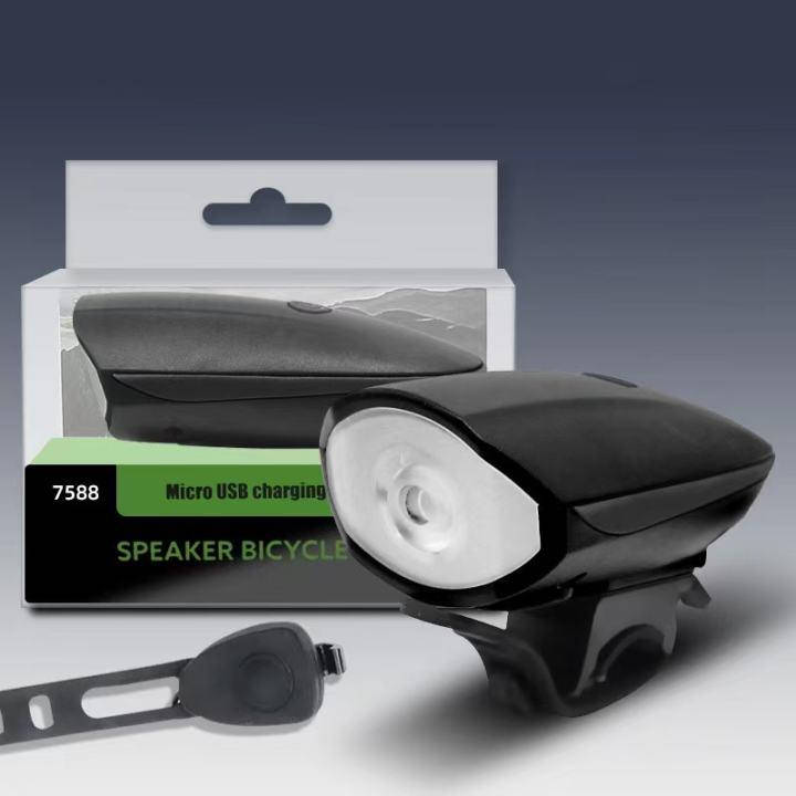 

Передняя велосипедная фара + сигнал Robesbon 7588 велофонарь USB Black
