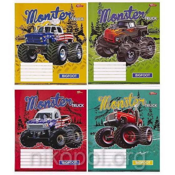 

Тетрадь школьная 12 листов в косую линию, серия "Monster Truck 2", белизна 100%