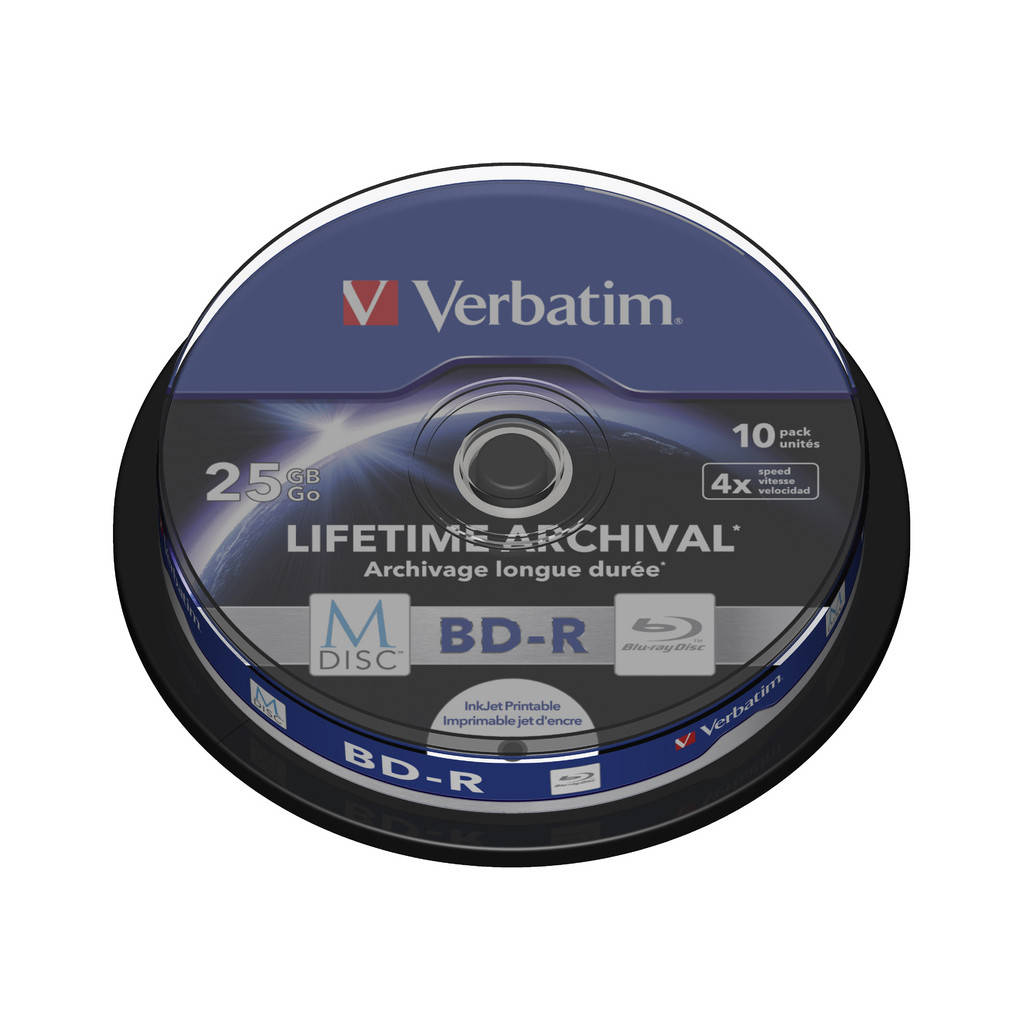 

Диск BD Verbatim 25Gb 4x Cake 10pcs Printable M-DISC (43825)