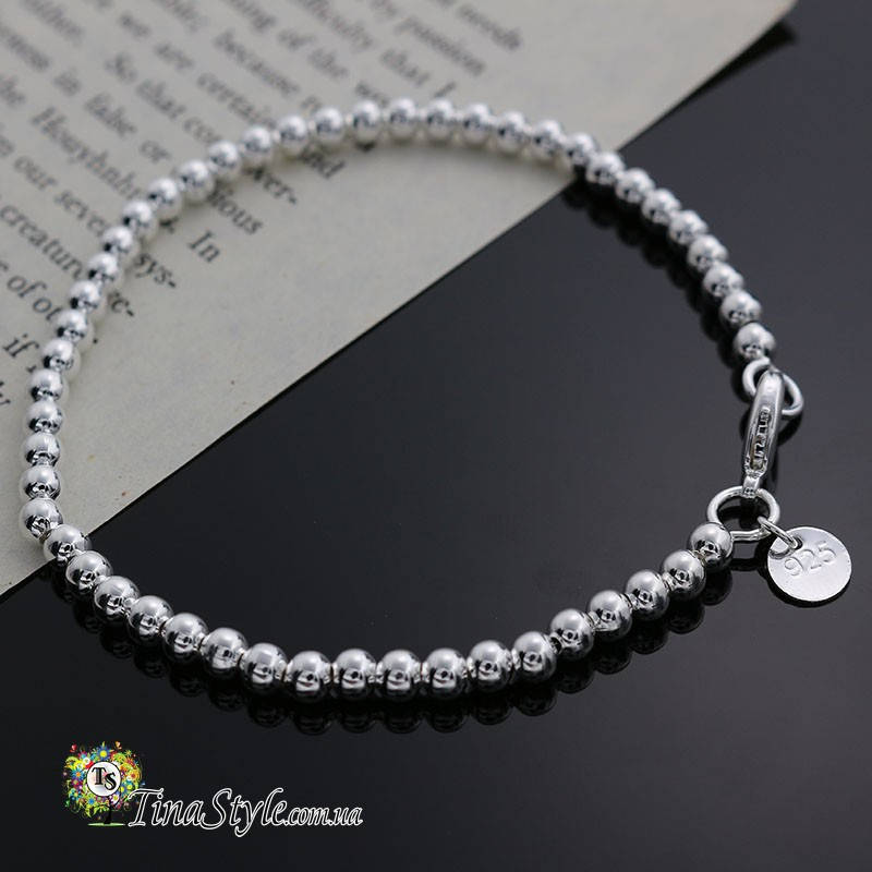 

Браслет женский бусины стерлинговое серебро 925 проба тиффани tiffany