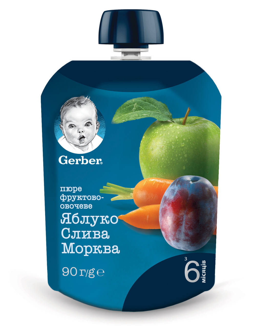 

Пюре GERBER "Яблоко, слива, морковь", 90г