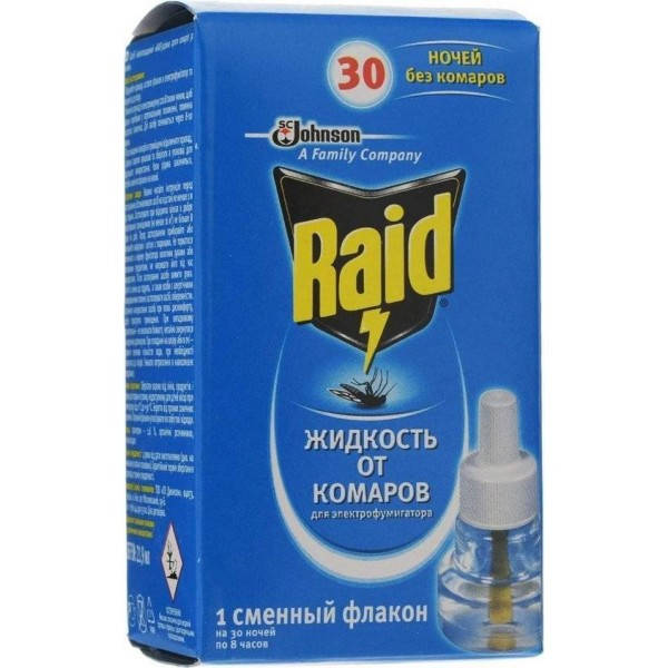 

Жидкость от комаров для электрофумигаторов Raid 30 ночей, 22 мл