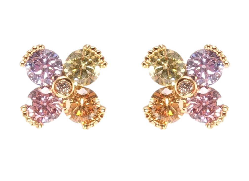 

Серьги Xuping Позолота 18K гвоздики (пусеты) "Цветочки из цветных фианитов"