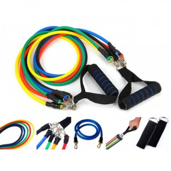 

Набор трубчатых эспандеров для фитнеса и упражнений 5 шт + Мешочек