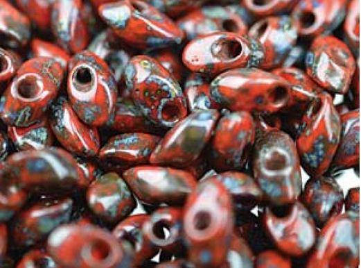 

Miyuki Long Magatama (LMA) 4 x 7 mm 4513 Picasso Opaque Red Garnet