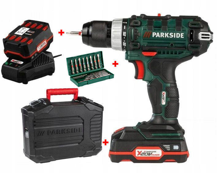 

Аккумуляторный шуруповёрт (дрель) PARKSIDE® PABS 20-Li E6 (Кейс, ЗУ+АКБ 20V 2А/ч, Биты, Сверла) Германия