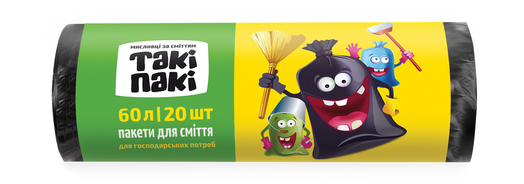 

Пакеты для мусора Таки Паки 60 л 20 шт 4820201220085