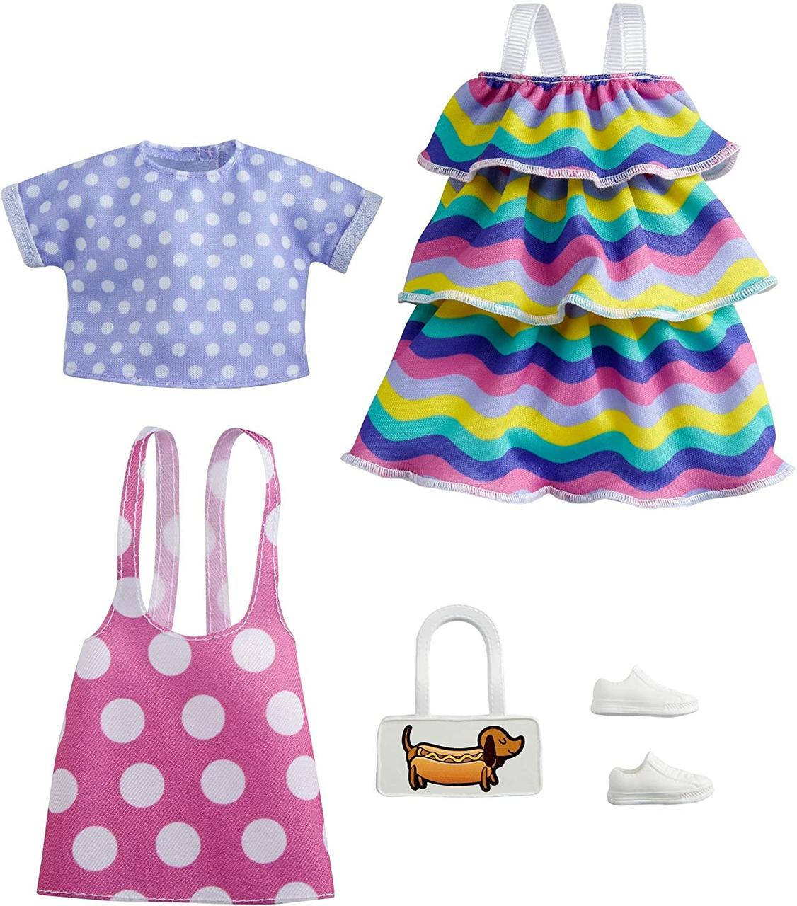 

Одежда для кукол Барби Barbie Fashions 2 Pack Clothing Set, Include Pink Polka-Dot Jumper, Purple Polka-Dot