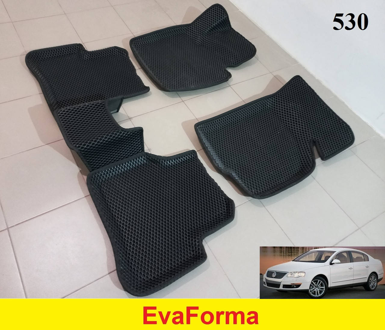 

3D коврики EvaForma на Volkswagen Passat B6 EUR '05-10, коврики ЕВА, Черный