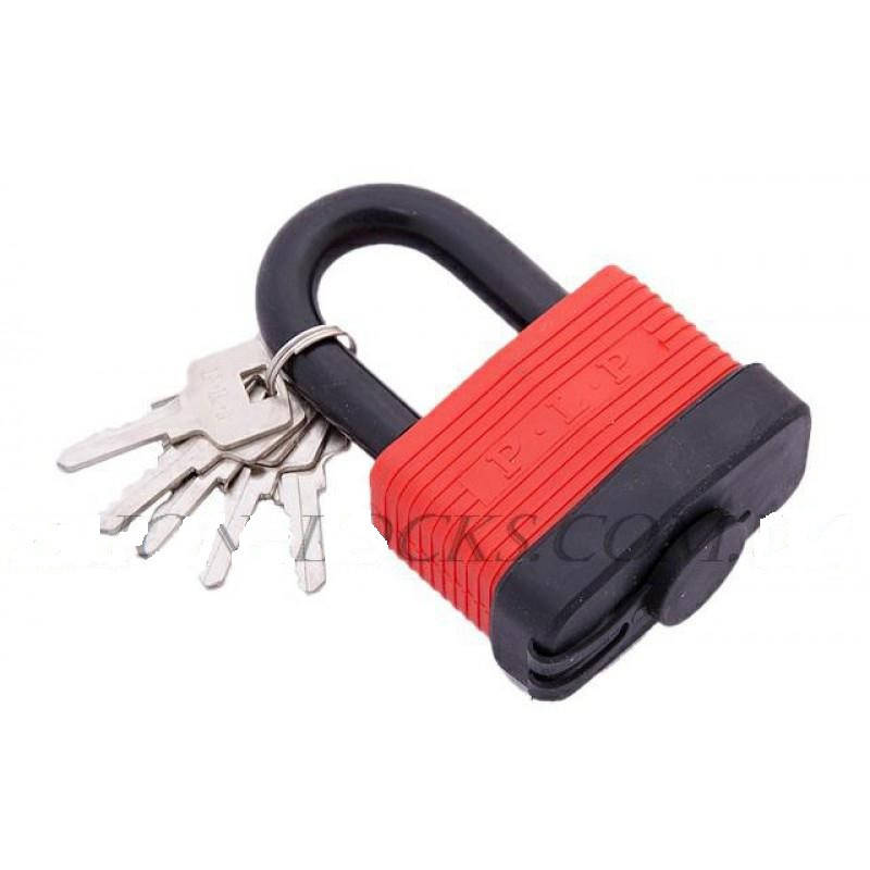 

Замок навесной прорезиненный короткая дужка PLP-250 (50мм-5кл)