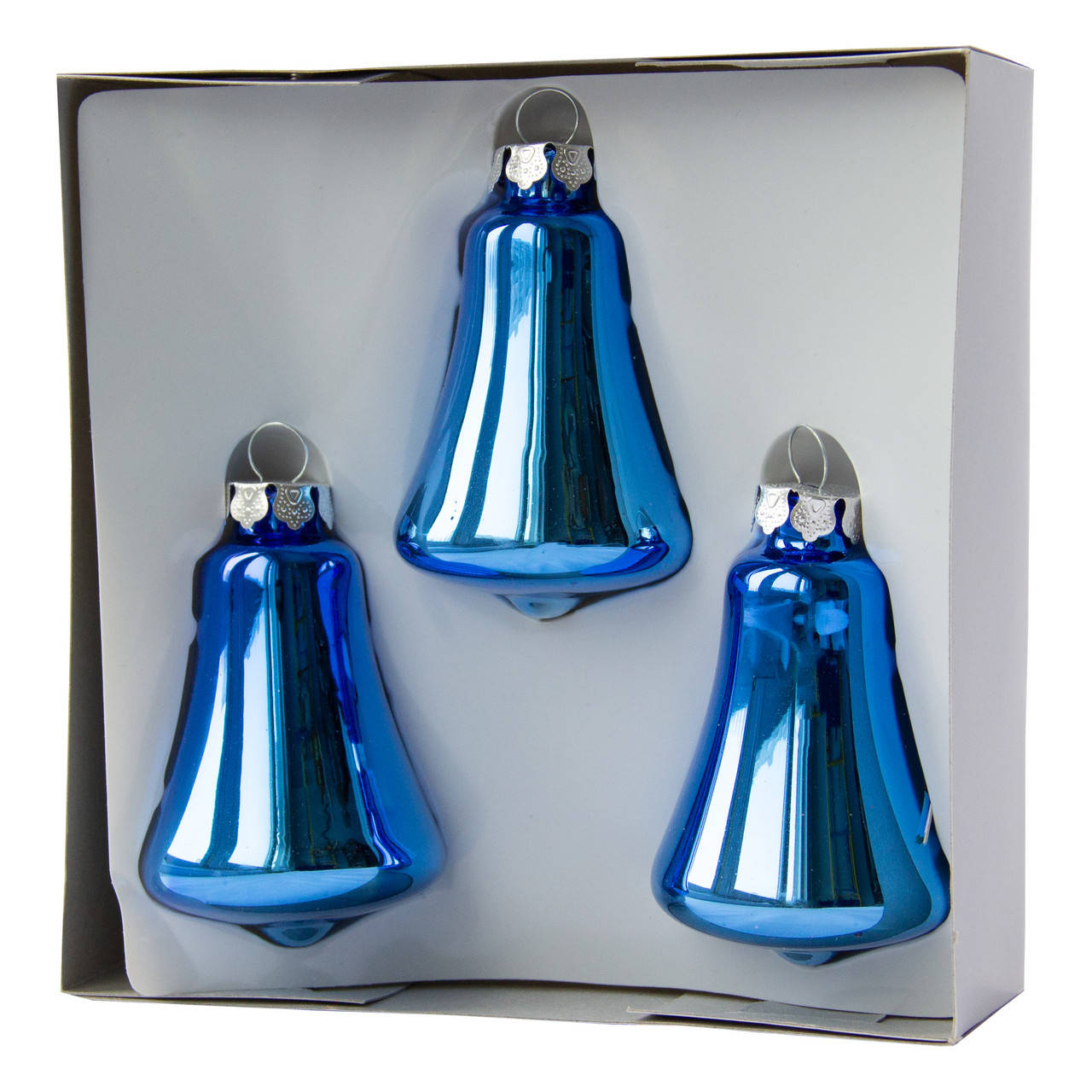 

Набор елочных игрушек - колокольчики, 3 шт, 6 см, синий, стекло (390144-4)