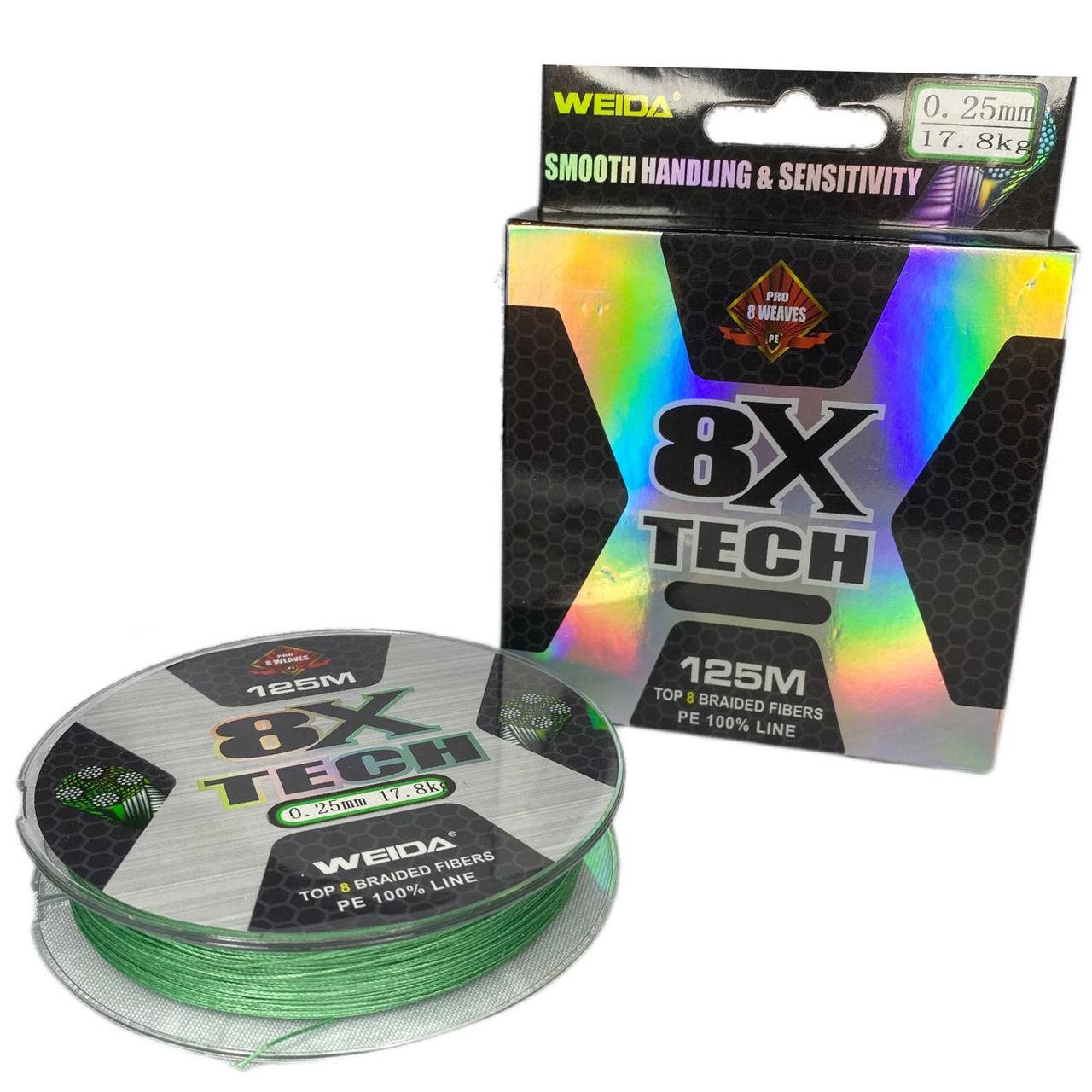 

Рыболовный шнур Weida TECH X8 (0.08 - 0.30 мм) 125 м., Зелёный