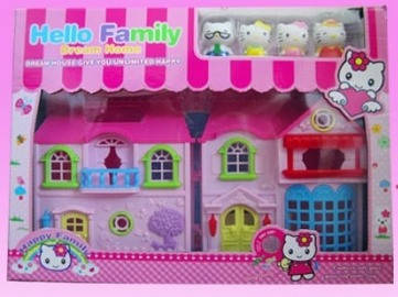 

Кукольный двухэтажный домик с мебелью и жителями Hello Kitty