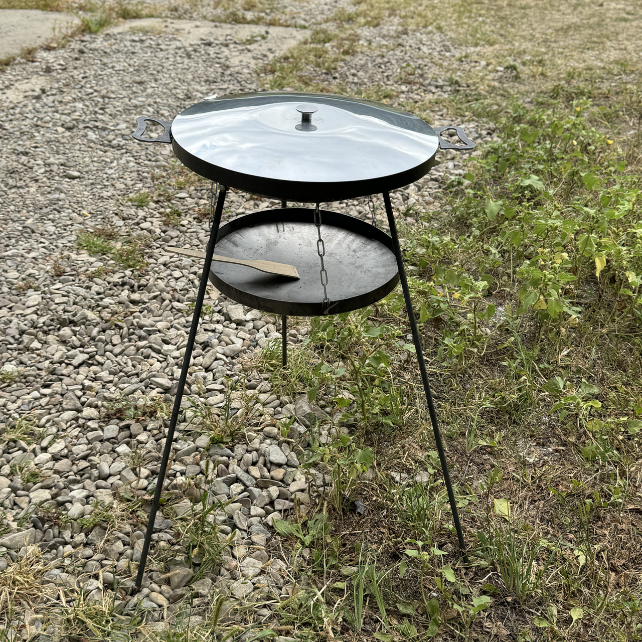 Сковорода з диска 60 см із кришкою нержавійкою, підставкоюдля вогню розбірних ногах 1м та чохолом