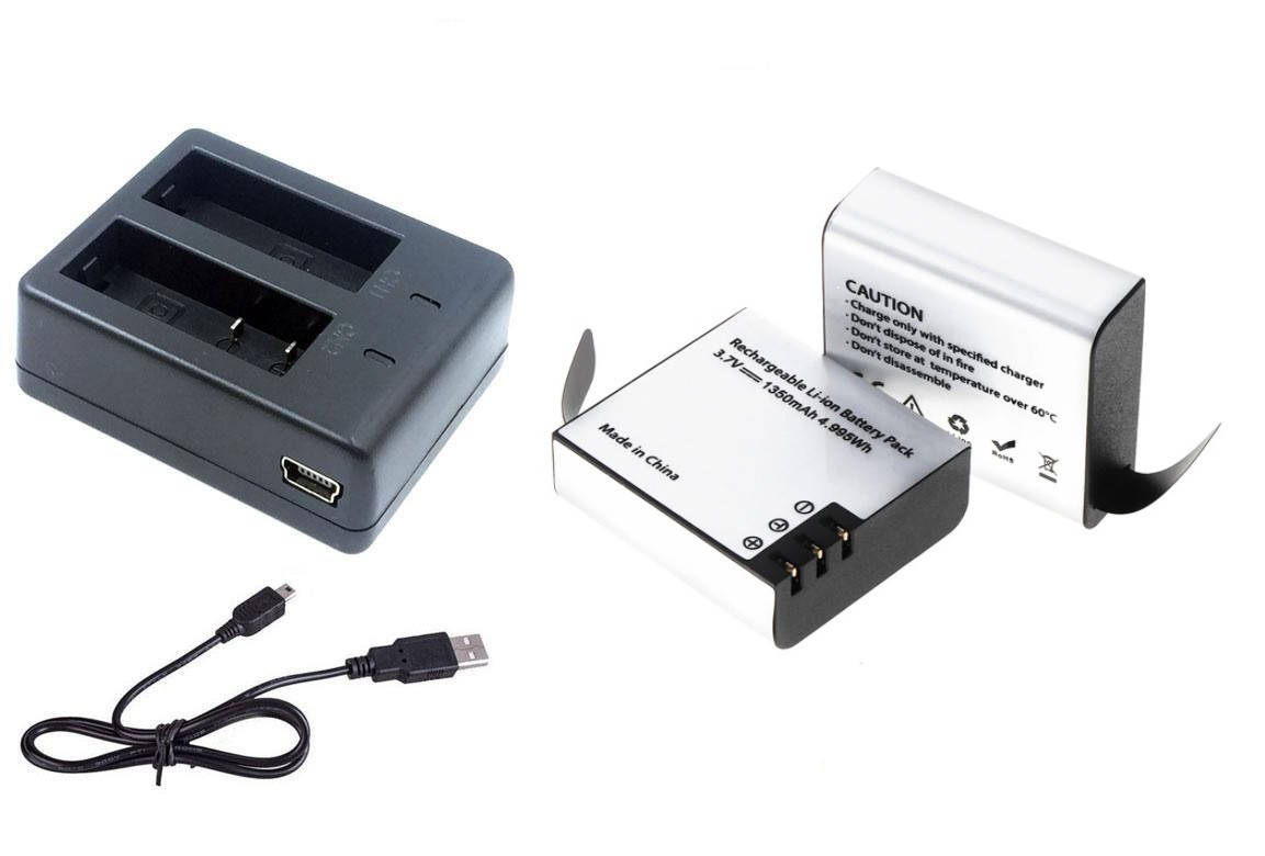 

2шт Аккумулятор pg1350 + зарядка для екшн камер pg900 EKEN, SJCAM, AirOn, Aspiring